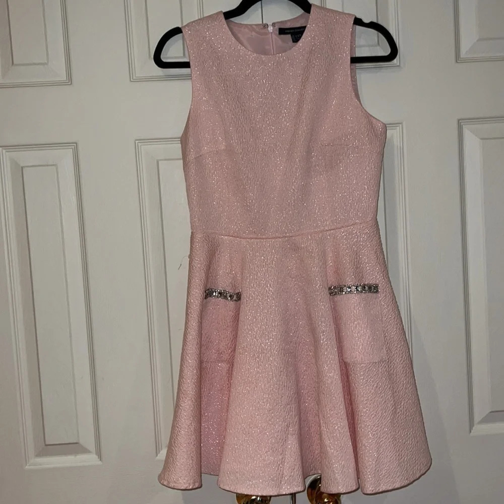French Connection pink babydoll rhinestone mini dress Sz 8